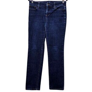 St. Johns Bay Womens Straight Leg Petite Jeans 4P Dark Wash Denim 78% Cotton